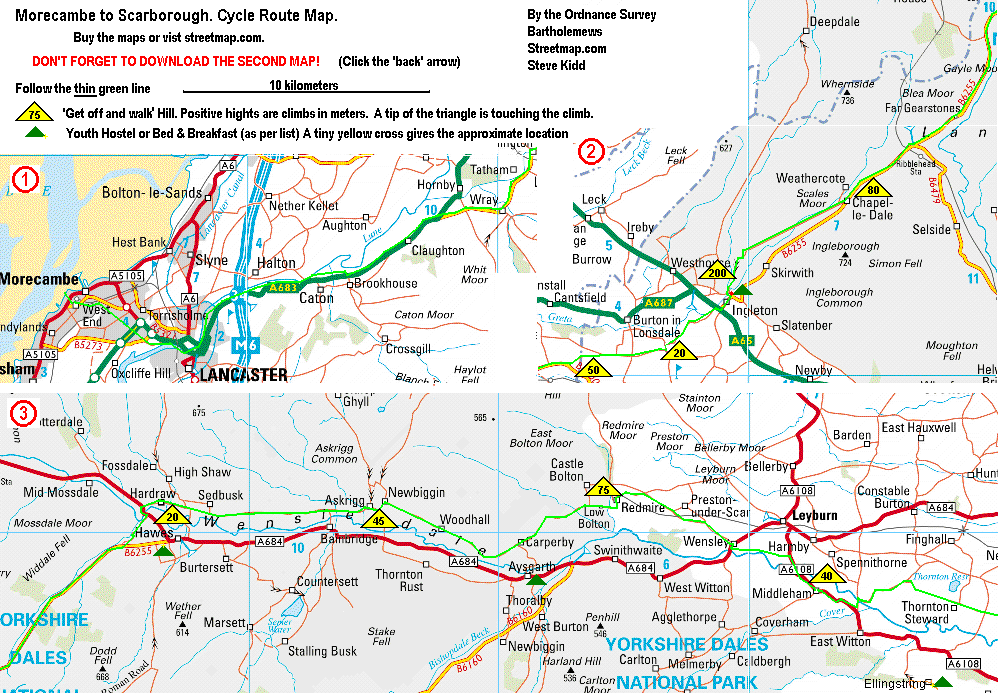 Morecambe - Wensleydale cycle route map